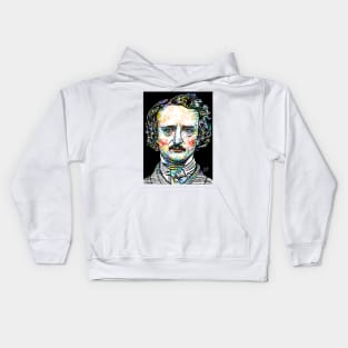 EDGAR ALLAN POE watercolor and ink portrait Kids Hoodie